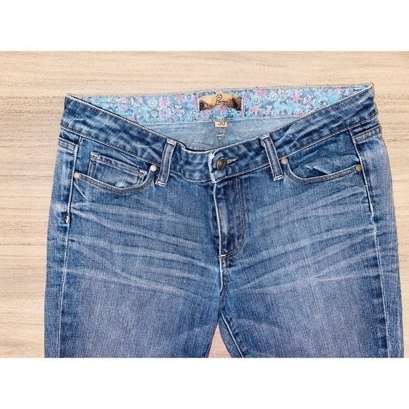 FP1 Paige Anthropologie Super Flare Jeans Size 30 Mid Rise Women's Long Tall - Picture 5 of 8